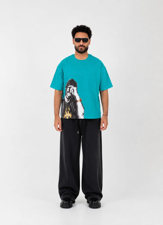 La Flame Boxy Fit Tee - Teal