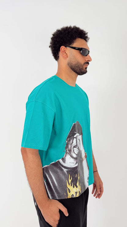 La Flame Boxy Fit Tee - Teal