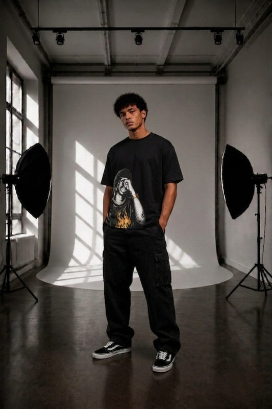 La Flame Boxy Fit Tee - Black