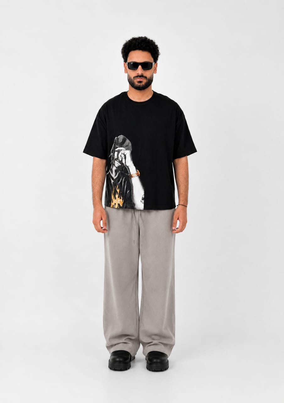 La Flame Boxy Fit Tee - Black