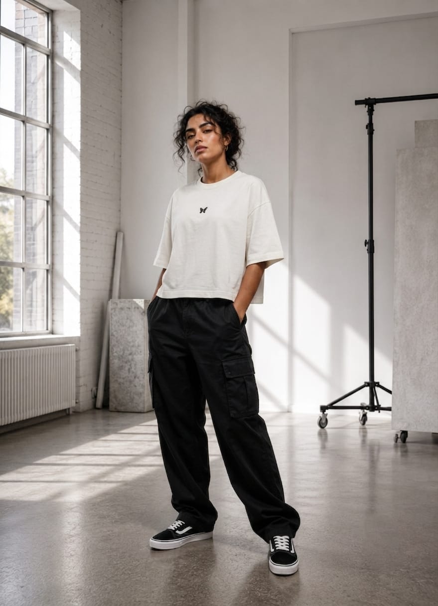 Farfalla Effect Boxy Fit Tee - White