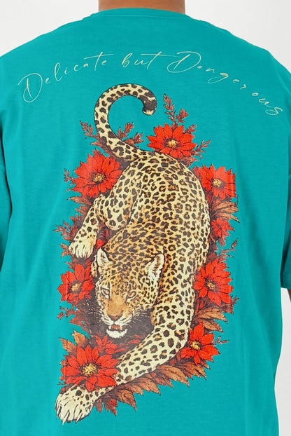 Wild Bloom Boxy Fit Tee - Teal