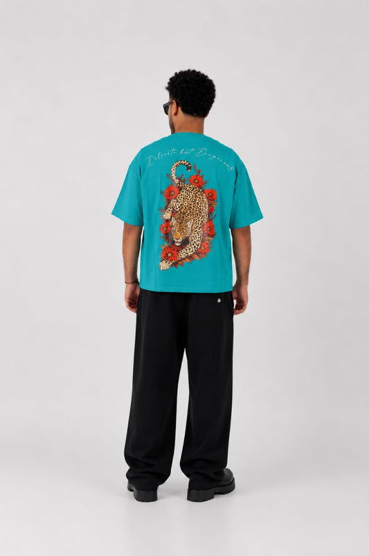 Wild Bloom Boxy Fit Tee - Teal