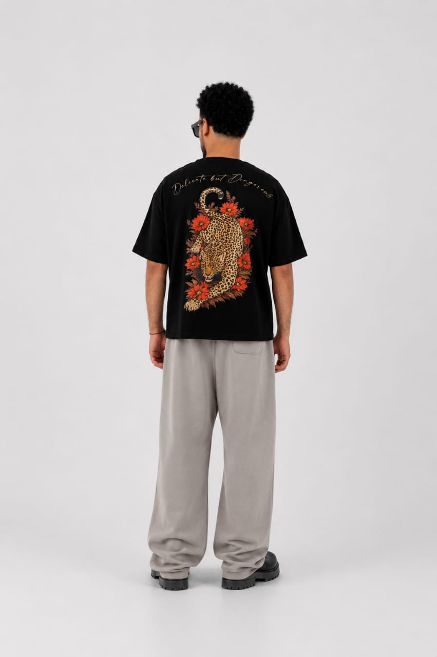 Wild Bloom Boxy Fit Tee - Black