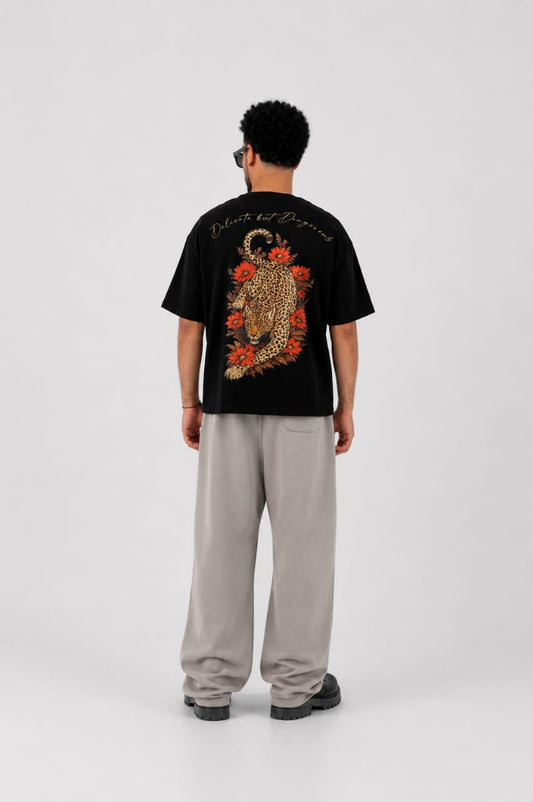 Wild Bloom Boxy Fit Tee - Black