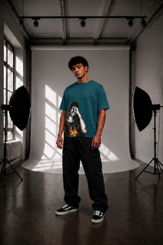 La Flame Boxy Fit Tee - Teal