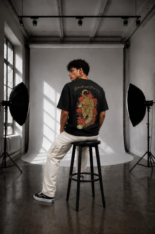 Wild Bloom Boxy Fit Tee - Black
