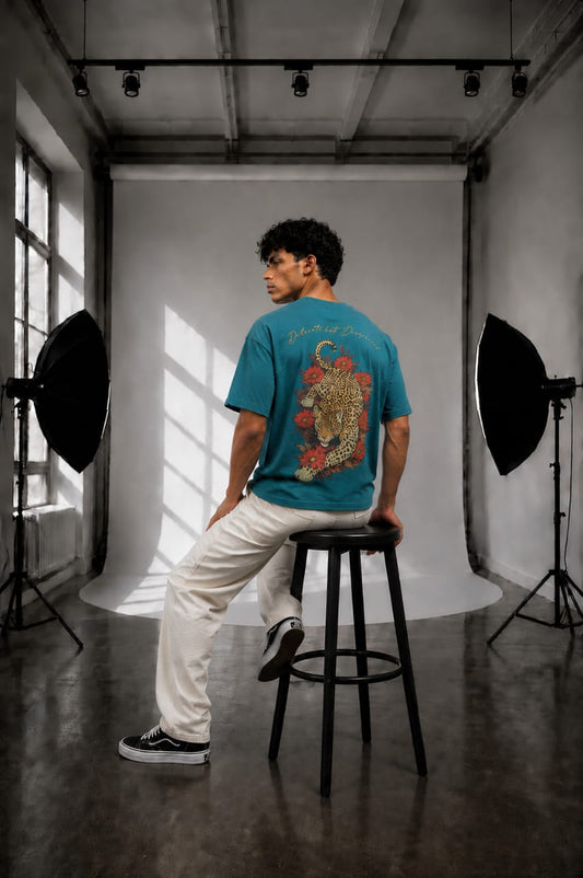Wild Bloom Boxy Fit Tee - Teal