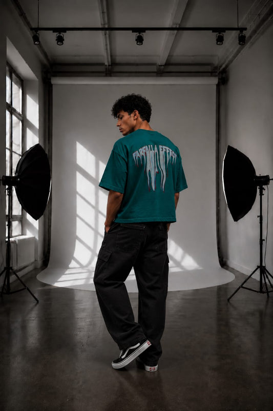Farfalla Effect Boxy Fit Tee - Teal